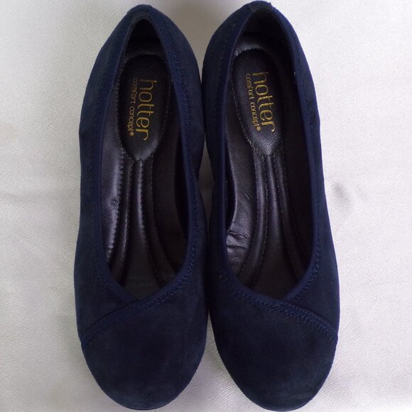 HOTTER COMFORT CONCEPT size 8 MONICA dark-blue suede low-heel pumps - Picture 11 of 15